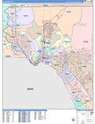 El Paso  Wall Map Color Cast Style